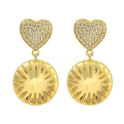 Rack Plating Brass Micro Pave Clear Cubic Zirconia Stud Earrings EJEW-I313-15B-G-1