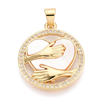 Brass Micro Pave Clear Cubic Zirconia Pendants KK-N268-63G-1