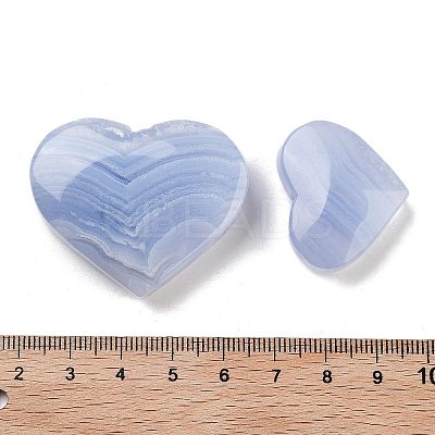 Natural Blue Lace Agate Heart Love Healing Stones G-G126-02-1