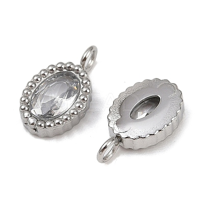 304 Stainless Steel Micro Pave Cubic Zirconia Charms STAS-K302-01E-P-1