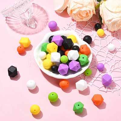 Halloween Theme 100Pcs 18 Styles Silicone Beads SIL-CJ0002-36-1