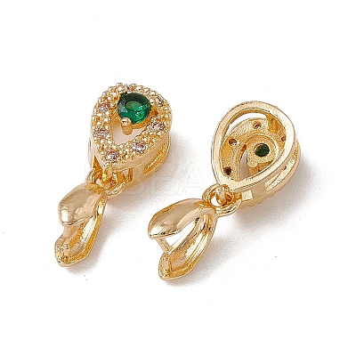 Brass Micro Pave Green Cubic Zirconia Ice Pick Pinch Bails KK-A171-21G-1