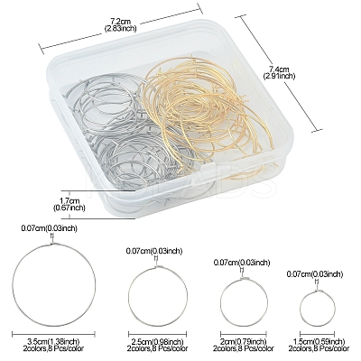 64Pcs 8 Style 316 Surgical Stainless Steel Hoop Earring Findings STAS-FS0001-33-1
