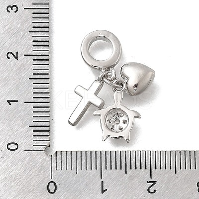 Brass Micro Pave Clear Cubic Zirconia European Dangle Charms KK-D431-033B-P-1