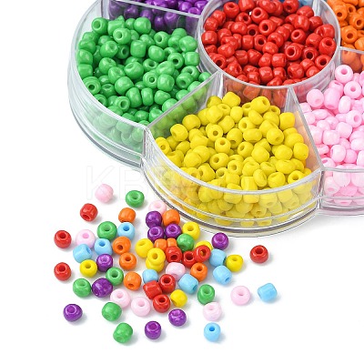 1050Pcs 7 Color 6/0 Opaque Colours Glass Seed Beads SEED-CJ0001-19-1