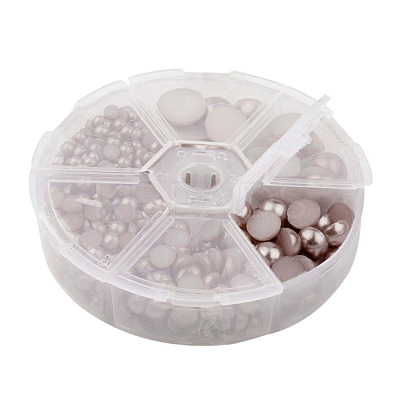 1Box ABS Plastic Imitation Pearl Dome Cabochons SACR-JP0001-49-1
