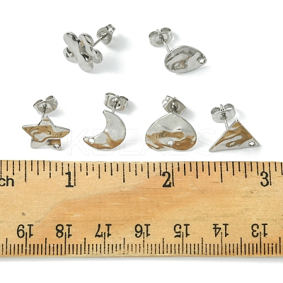 12Pcs 6 Styles 304 Stainless Steel Stud Earring Findings FIND-FS0002-39-1