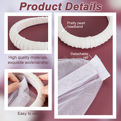 Alloy & Plastic Imitation Pearls Hair Bands AJEW-WH0554-63-1