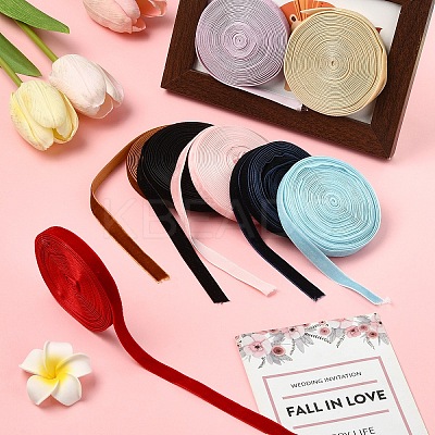 50 Yards 10 Colors Single Face Velvet Ribbon SRIB-YW0001-02-1