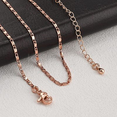Brass Link Chain Necklaces for Women NJEW-D302-17RG-1