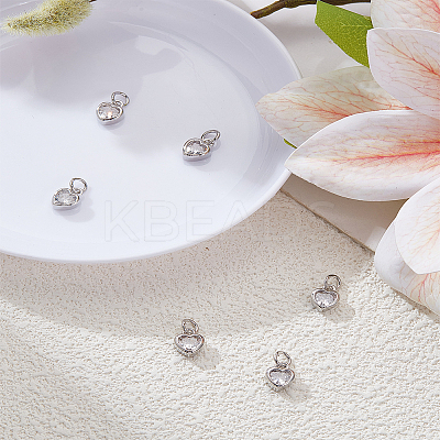 6Pcs Brass Micro Pave Grade AAA Cubic Zirconia Charms ZIRC-LP0001-33P-1