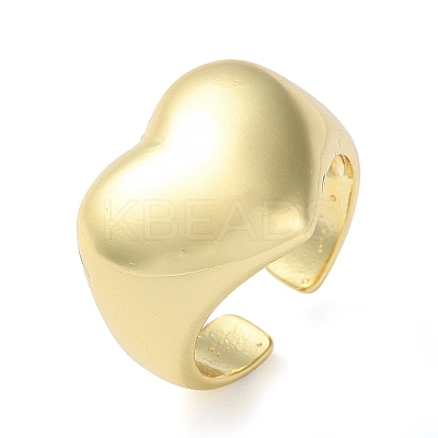 Eco-Friendly Brass Heart Open Cuff Rings for Women RJEW-A025-02G-1