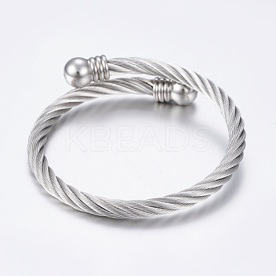 Tarnish Resistant 304 Stainless Steel Torque Bangles BJEW-G584-38P-1