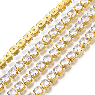 Flat Round Cubic Zirconia Strass Chains CHC-N020-09-1