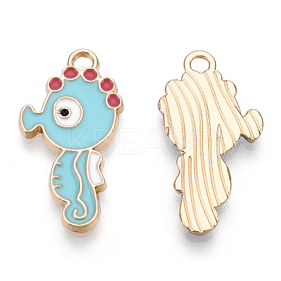 Light Gold Plated Alloy Enamel Pendants ENAM-T009-77B-RS-1