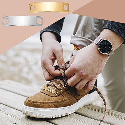 4Pcs 2 Colors 304 Stainless Steel Shoelace Charms STAS-UN0050-21-1