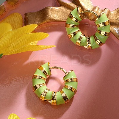 Enamel Striped Thick Hoop Earrings JE1110D-1