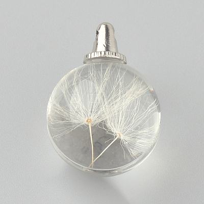 Round Alloy Glass Pendants GLAA-Q051-20mm-01P-1