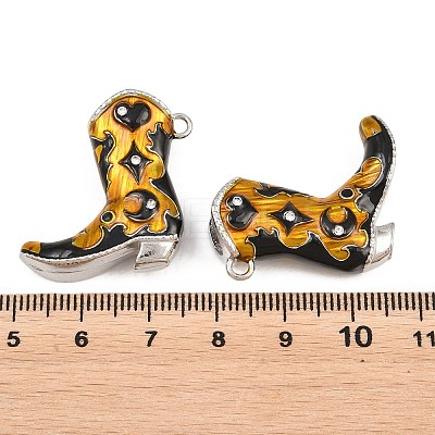 304 Stainless Steel Enamel with Rhinestone Pendants STAS-Z202-06P-02-1