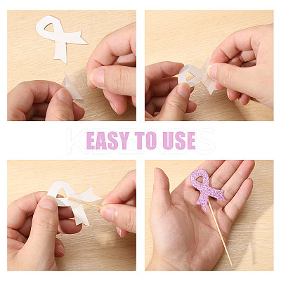 12 Bags October Breast Cancer Pink Awareness Ribbon Paper Glitter Powder Cake Inserts DIY-CA0007-71-1