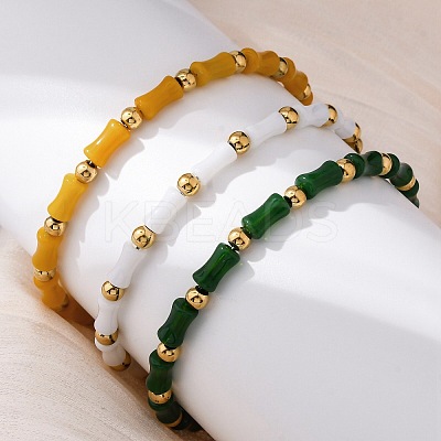 304 Stainless Steel Beaded Bracelets for Women BJEW-M056-06G-1
