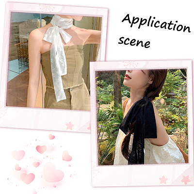 2Pcs 2 Colors Polyester Lace Long Silk Scarf for Women Girls AJEW-GF0011-28C-1