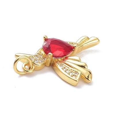Brass Micro Pave Dark Red Cubic Zirconia Pendants ZIRC-L100-118G-1