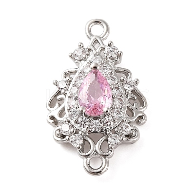 Brass Pave Cubic Zirconia Connector Charms KK-Z051-04P-01-1