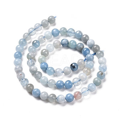 Natural Aquamarine Beads Strands G-R446-6mm-39-1