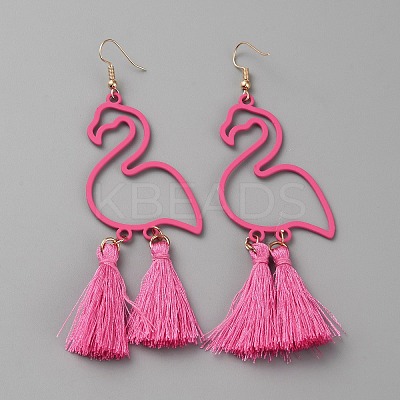 Alloy Flamingo Chandelier Earrings EJEW-WH0010-55B-1