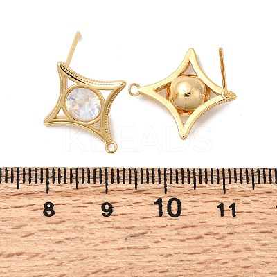 Star Brass Glass Stud Earring Findings KK-P340-10G-03-1