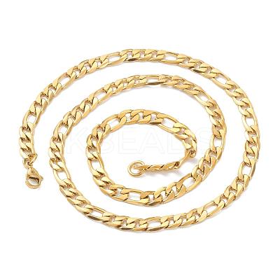 PVD Vacuum Plating 304 Stainless Steel Figaro Chain Necklaces STAS-A051-06G-1