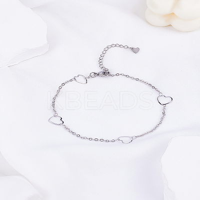 1Pc 304 Stainless Steel Cable Chain Anklets AJEW-LP0006-57-1