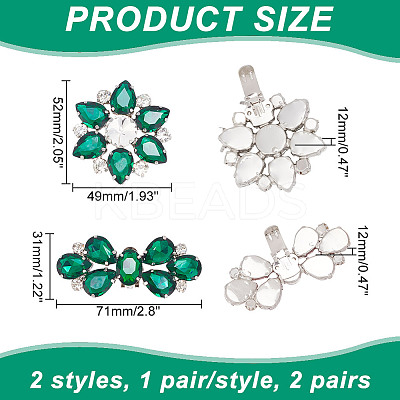 4Pcs 2 Style Flower Glass Rhinestone Shoe Decoration AJEW-AR0001-79B-1