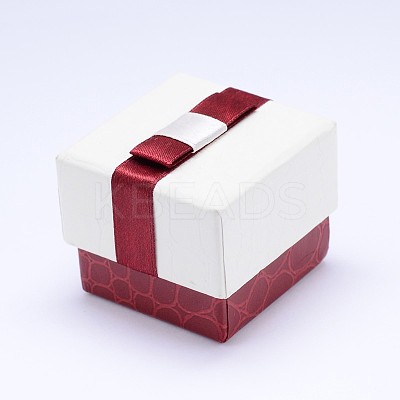 Rectangle Cardboard Ring Boxes with Black Velvet inside & Bowknot CBOX-N006-02-1