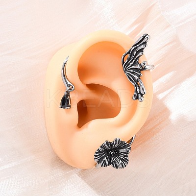 316 Surgical Stainless Steel Black Cubic Zirconia Cuff Earrings EJEW-E300-27AS-01-1