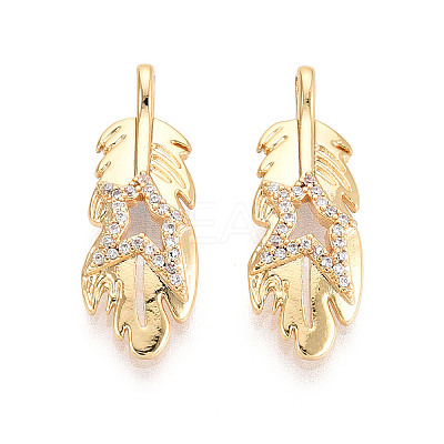 Brass Pave Clear Cubic Zirconia Pendants KK-T074-93B-G-1
