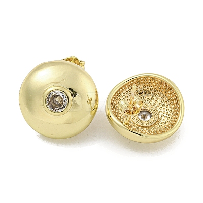 Brass Micro Pave Cubic Zirconia Stud Earrings for Women EJEW-E312-01B-G-1