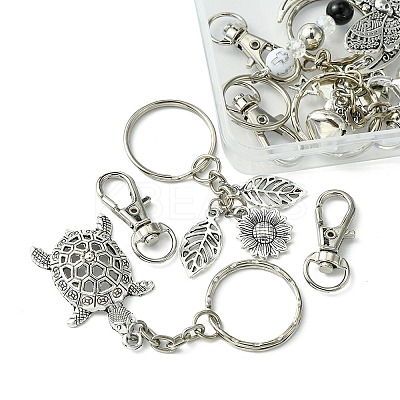 10Pcs 5 Styles Tibetan Style Alloy Kcychain KEYC-FS0001-05-1