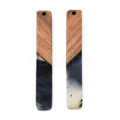 Transparent Resin & Walnut Wood Big Pendants RESI-N025-034-C01-1