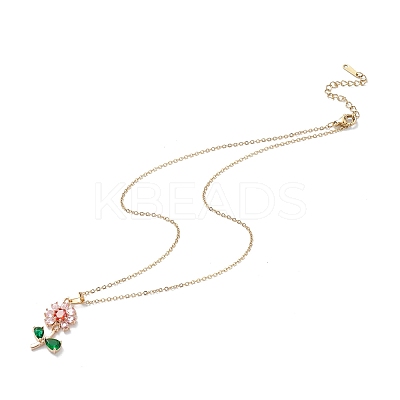Colorful Cubic Zirconia Pendant Necklace NJEW-F307-02A-1
