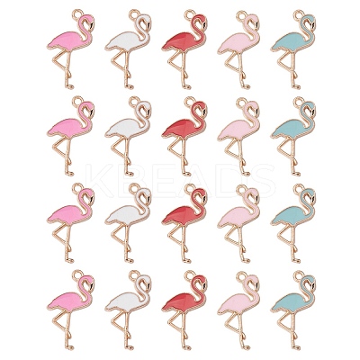 20Pcs 5 Colors Alloy Enamel Pendants ENAM-YW0003-20-1