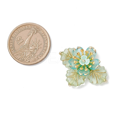 Brass Glass Seed Beaded Flower Pendants PALLOY-MZ01118-02-1