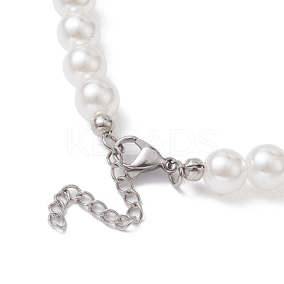 Plastic Imitation Pearl with Acrylic Sports Ball Beaded Necklaces for Women NJEW-JN04660-1