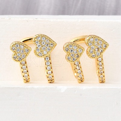 Brass Micro Pave Clear Cubic Zirconia Cuff Earrings EJEW-K309-02G-1