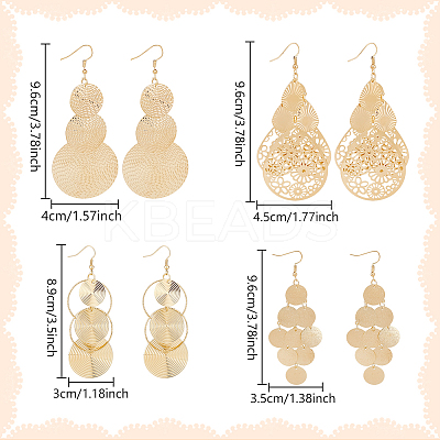4 Pairs 4 Style Alloy Cluster Dangle Earrings EJEW-AN0004-25-1