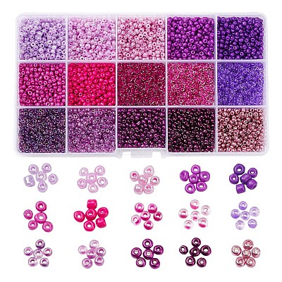 3750Pcs 15 Style 8/0 Glass Round Seed Beads SEED-YW0001-40B-1