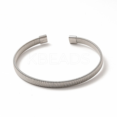 304 Stainless Steel Flat Snake Chains Shape Open Cuff Bangle for Women BJEW-C033-03-1