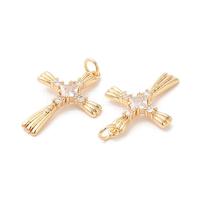 Brass & Glass & Cubic Zirconia Pendants KK-G468-12G-1