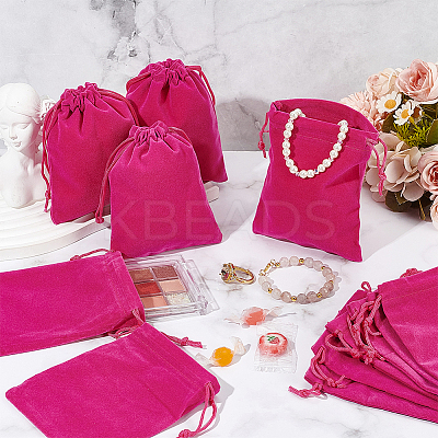 30Pcs Rectangle Velvet Drawstring Pouches TP-NB0001-61A-1